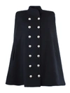 BALMAIN BLACK WOOL CAPE,11110205