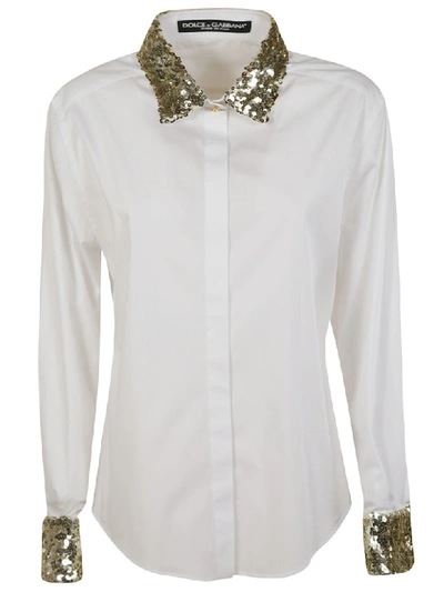 Dolce & Gabbana Embellished Shirt In Gold/white