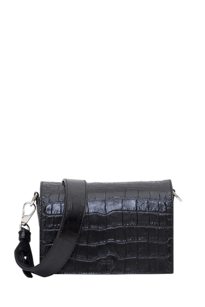 Tod's Croc Embossed Leather Shoulder Bag In Nero
