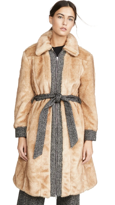 Alexa Chung Panelled Coat In Chesnut