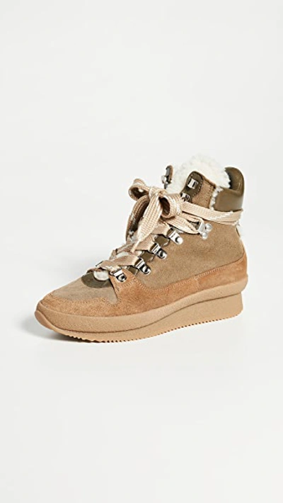 Isabel Marant Women's Brendta Shearling-lined Suede Hiking Boots In Taupe