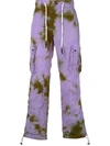 PALM ANGELS TIE-DYE CARGO PANTS PURPLE,PMCF004F19605023