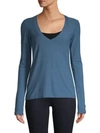 James Perse Long-sleeve Cotton-blend Top In Captain Blue