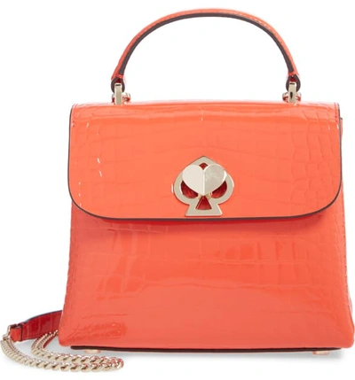 Kate Spade Romy Croc-embossed Leather Top Handle Bag In Fire Lily