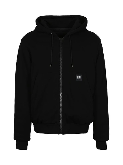 Msgm Reversible Hooded Cotton Jacket In Black