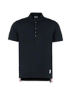 Thom Browne Logo-patch Short-sleeve Polo Shirt In Blue