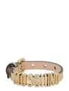 MOSCHINO LEATHER BRACELET WITH GOLD-TONE WRITING,11107323