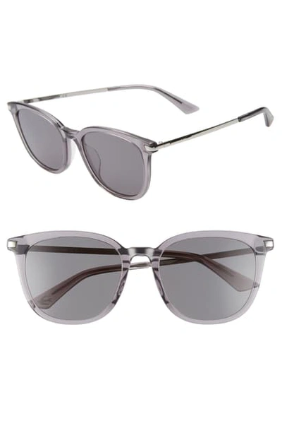 Mcq By Alexander Mcqueen 55mm Cat Eye Sunglasses - Shiny Transparent Grey/ Green