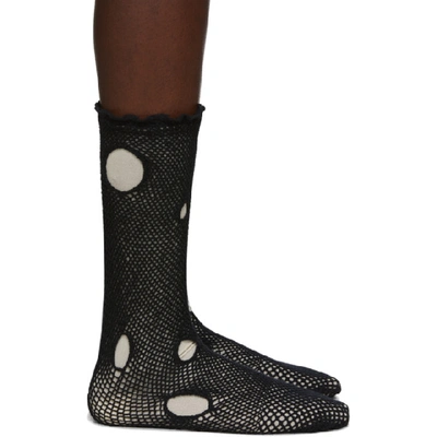 Yohji Yamamoto Black Holed Dot Socks In 1 Ivory