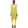 OFF-WHITE OFF-WHITE YELLOW AND GREY CHECKED BUBBLE DRESS