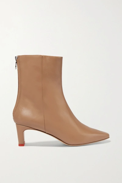 Aeyde Low Heel Pointed Ankle Boots In Sand