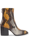 AEYDE LIDIA SNAKE-EFFECT LEATHER ANKLE BOOTS