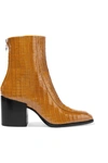 AEYDE LIDIA GLOSSED CROC-EFFECT LEATHER ANKLE BOOTS