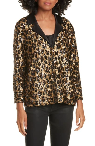 Alice And Olivia Women's Keir Sequin Leopard Print Top