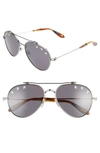 Givenchy 58mm Aviator Sunglasses In Silver/ Grey Blue