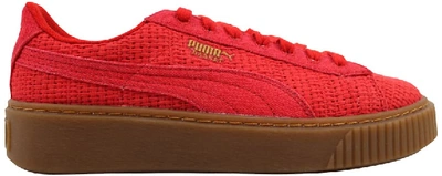 Puma Basket Platform Woven High Risk Red/gold (women's)