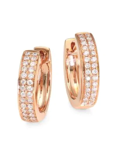 Anita Ko 18k Rose Gold & Double-row Diamond Small Huggie Earrings