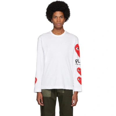 Comme Des Garçons Play Comme Des Garcons Play White Multi Heart Long Sleeve T-shirt