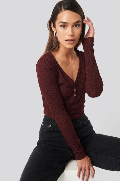 Trendyol Button Detailed Knit Top - Red In Burgundy