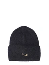 VERSACE VERSACE SAFETY PIN DETAIL BEANIE