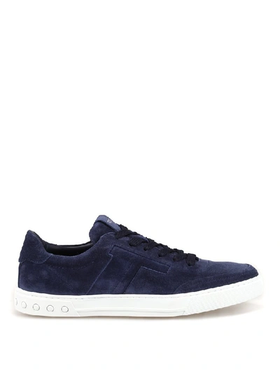 Tod's Cassetta T Suede Trainers In Blue