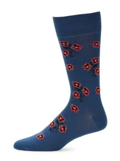 Paul Smith Men's Petunia Floral Socks In Teal