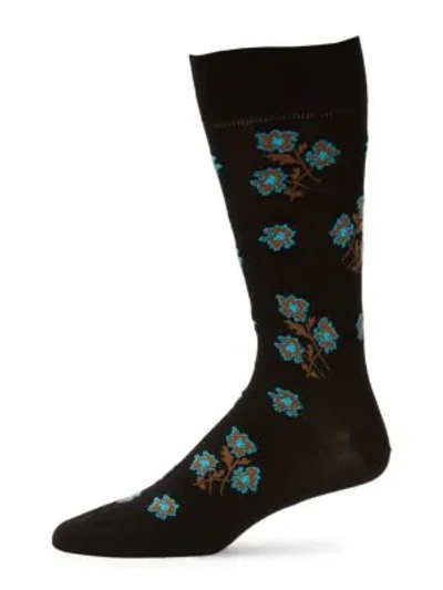 Paul Smith Men's Petunia Floral Socks In Black