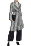 ALICE AND OLIVIA GINNY BELTED CHECKED WOVEN COAT,3074457345620005207