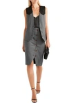 ALTUZARRA BUTTON-DETAILED PINSTRIPED WOOL-BLEND FELT PENCIL SKIRT,3074457345620796299