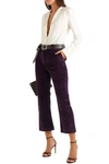 ALTUZARRA ALTUZARRA WOMAN ADLER CROPPED COTTON-CORDUROY FLARED PANTS PURPLE,3074457345620778018