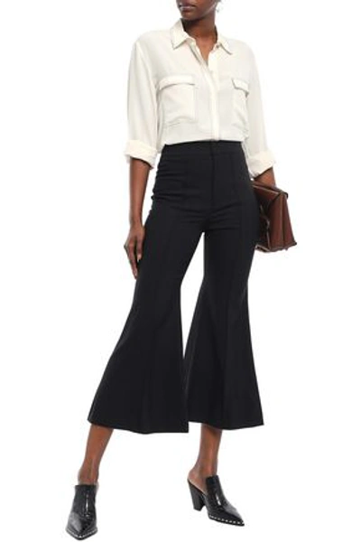 Chloé Cropped Stretch-wool Flared Pants In Black