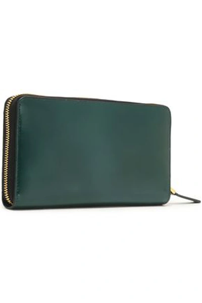 Marni Woman Glossed-leather Continental Wallet Forest Green