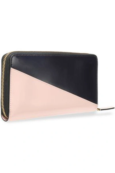 Marni Woman Two-tone Patent-leather Continental Wallet Blush