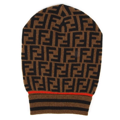 Fendi Ff Motif Wool-cashemere Blend Beanie Hat In Black