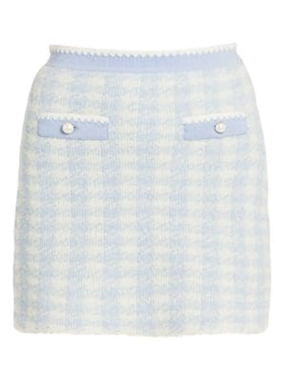 Miu Miu Cashmere & Silk Boucle Knit Mini Skirt In Celeste