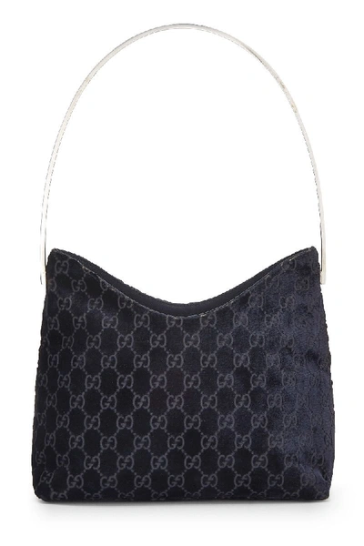 Pre-owned Gucci Navy Logo Velvet Frame Bag