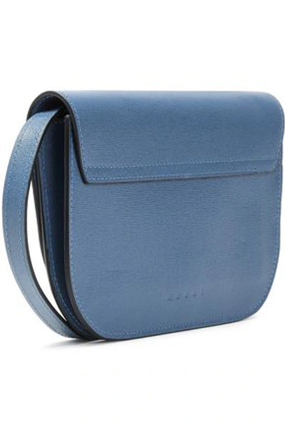 Marni Textured-leather Shoulder Bag In Azure