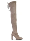 Stuart Weitzman Hiline Suede Over-the-knee Boots In Grey