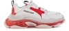 BALENCIAGA TRIPLE S CLEAR SOLE TRAINERS,544351 W09OH WHITE RED GREY