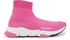 BALENCIAGA SPEED LEATHER TRAINERS,587280 W1721 PINK WH WH PK PK BK