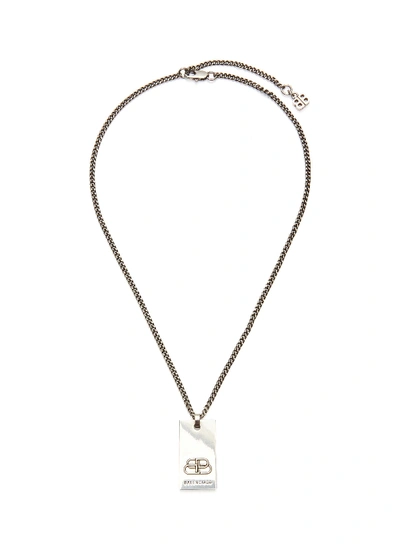 Balenciaga 'bb' Logo Pendant Necklace In Metallic