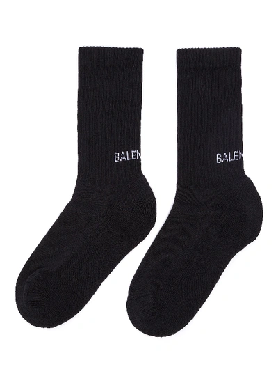 Balenciaga Logo Intarsia Socks In 黑
