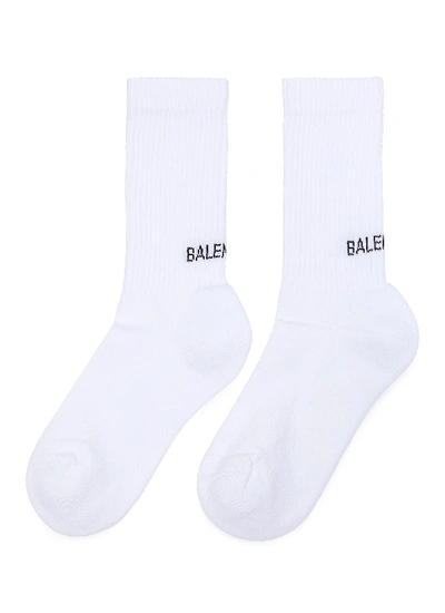 Balenciaga Logo Intarsia Socks In 白