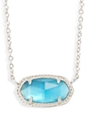 Kendra Scott Elisa Pendant Necklace In Rhodium/ Peacock Illusion