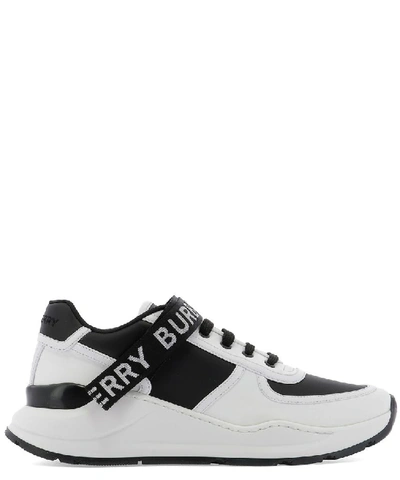 Burberry White & Black Ronnie Sneakers In Black,white