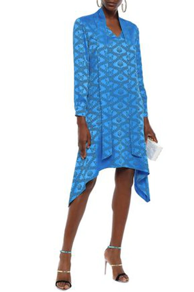 Mary Katrantzou Woman Asymmetric Satin-jacquard Dress Blue