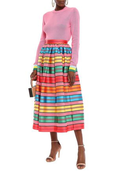 Mary Katrantzou Egret Jacquard-striped Organza Midi Skirt In Multicolor