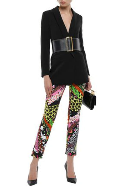 Versace Woman Cropped Printed Cotton-blend Slim-leg Pants Multicolor