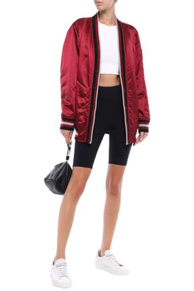 Alexander Wang T Alexanderwang.t Woman Striped Satin Bomber Jacket Crimson