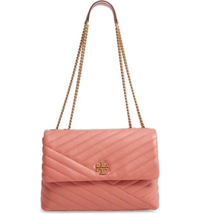 Tory Burch Kira Chevron Leather Crossbody Bag - Pink In Toasted Pecan